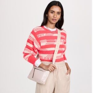 Isabel Marant Etoile Orson Pink Fuzzy Cropped Crewneck Sweater 32 US